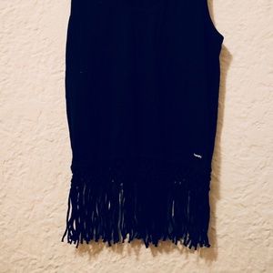 SUPERDRY Knit Festival Tee With Tassels Black NWOT